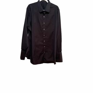 Two Custom tailored dress shirts, black & cream for the big and tall